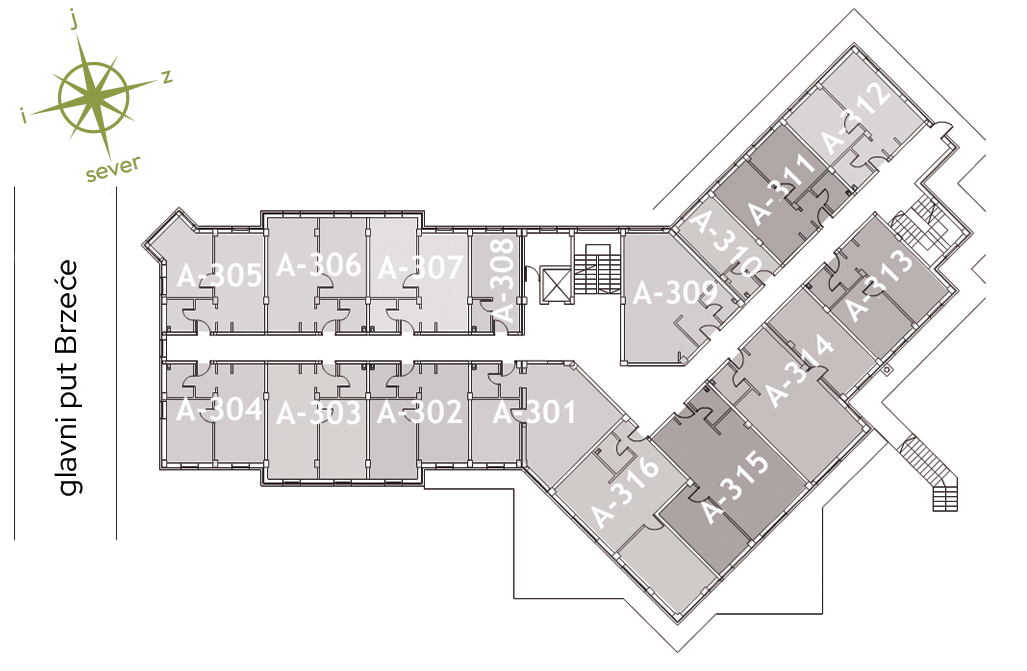 Treći nivo, raspored stanova