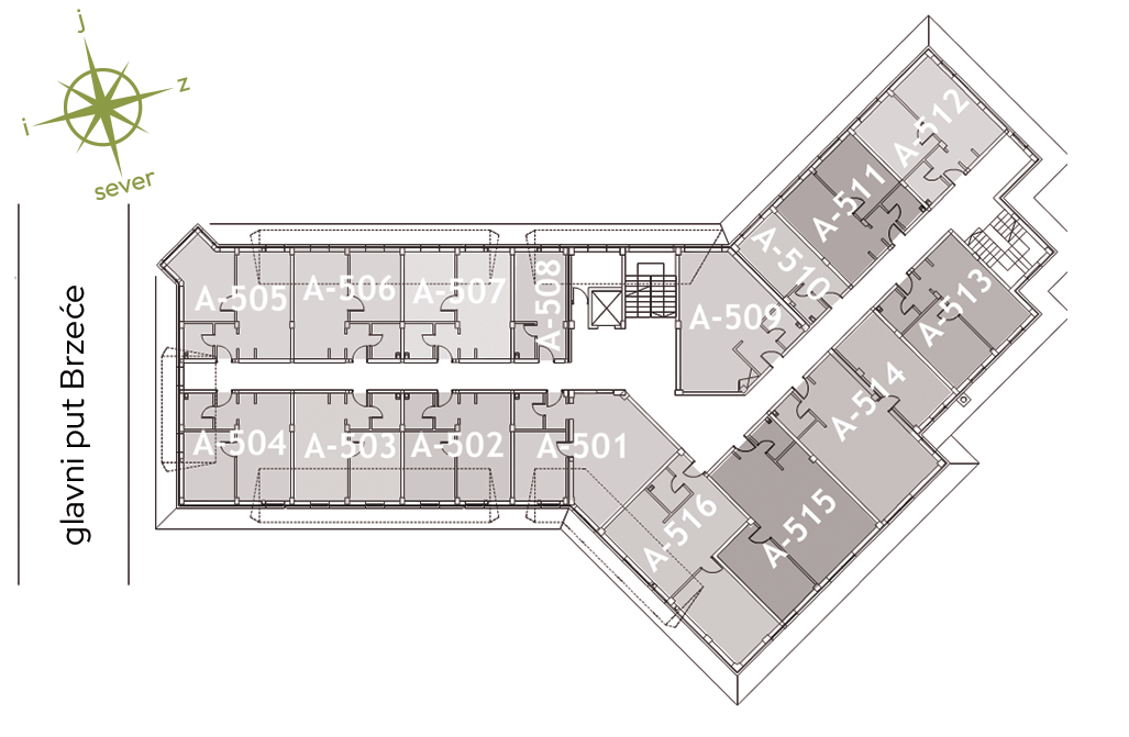Peti nivo, raspored stanova