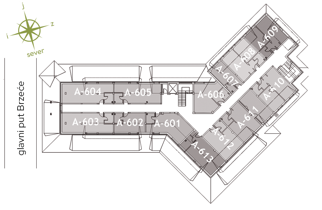 Šesti nivo, raspored stanova