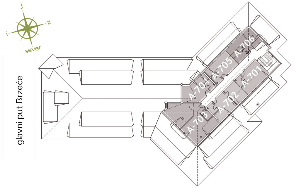 Sedmi nivo, raspored stanova
